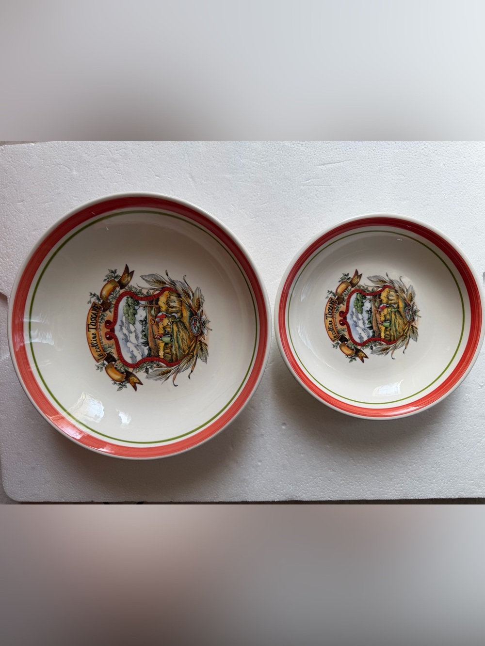 Set Of 2 LeColline Toscane Italian Himark White Pasta Serve Ware Nesting Bowls